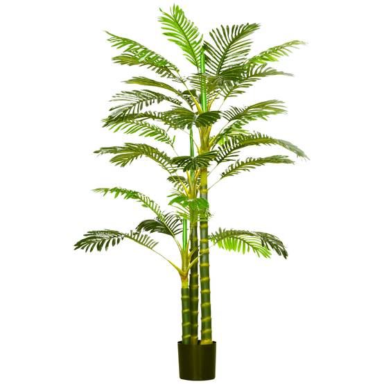 Palmier areca artificiel arbre artificiel hauteur 190 cm avec 30 grandes feuilles en plastique pot inclus - Image 2