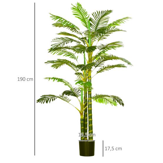 Palmier areca artificiel arbre artificiel hauteur 190 cm avec 30 grandes feuilles en plastique pot inclus - Image 5