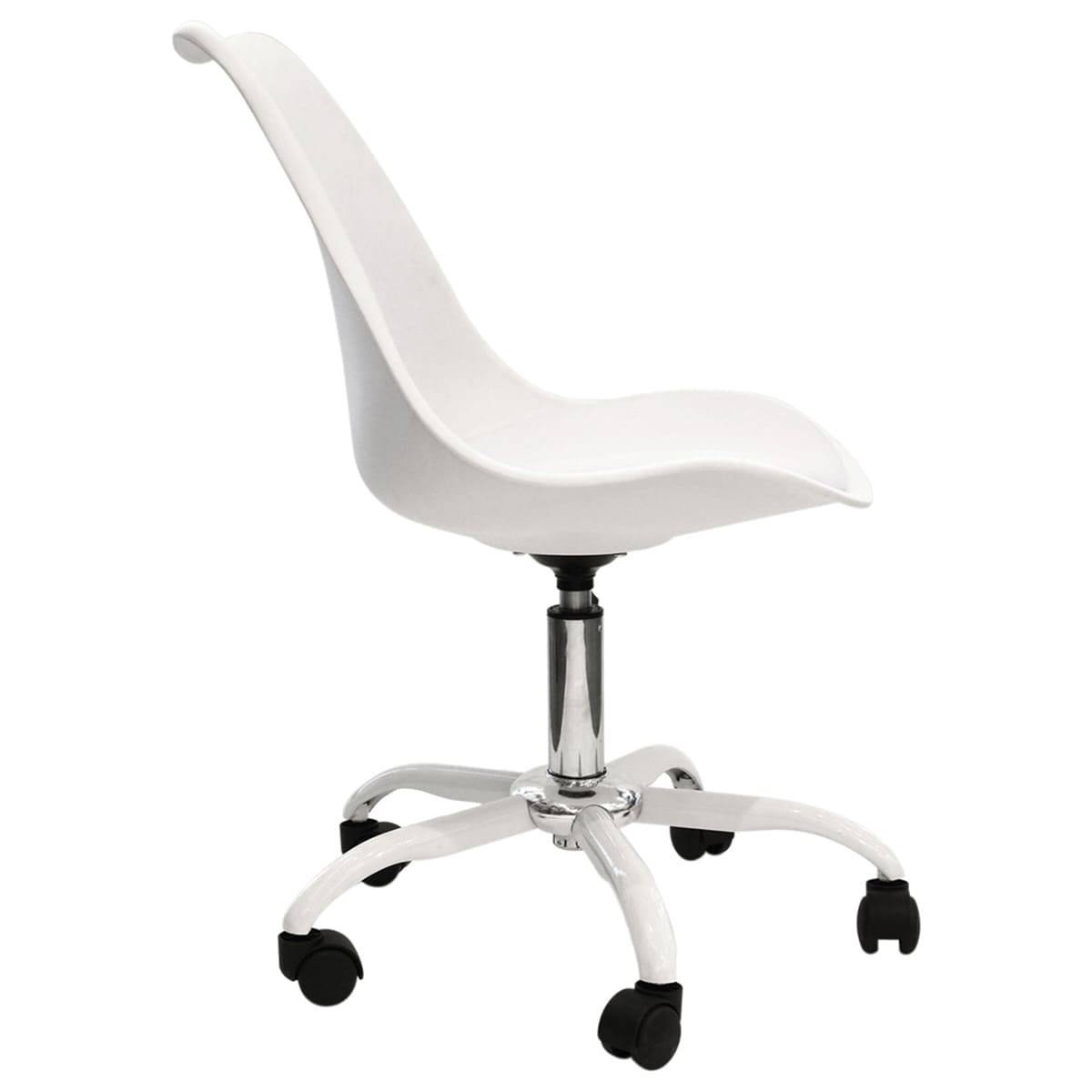ALTOBUY - Chaise de Bureau à Roulettes Rembourrée Coloris Blanc - ISAIAH - Image 3
