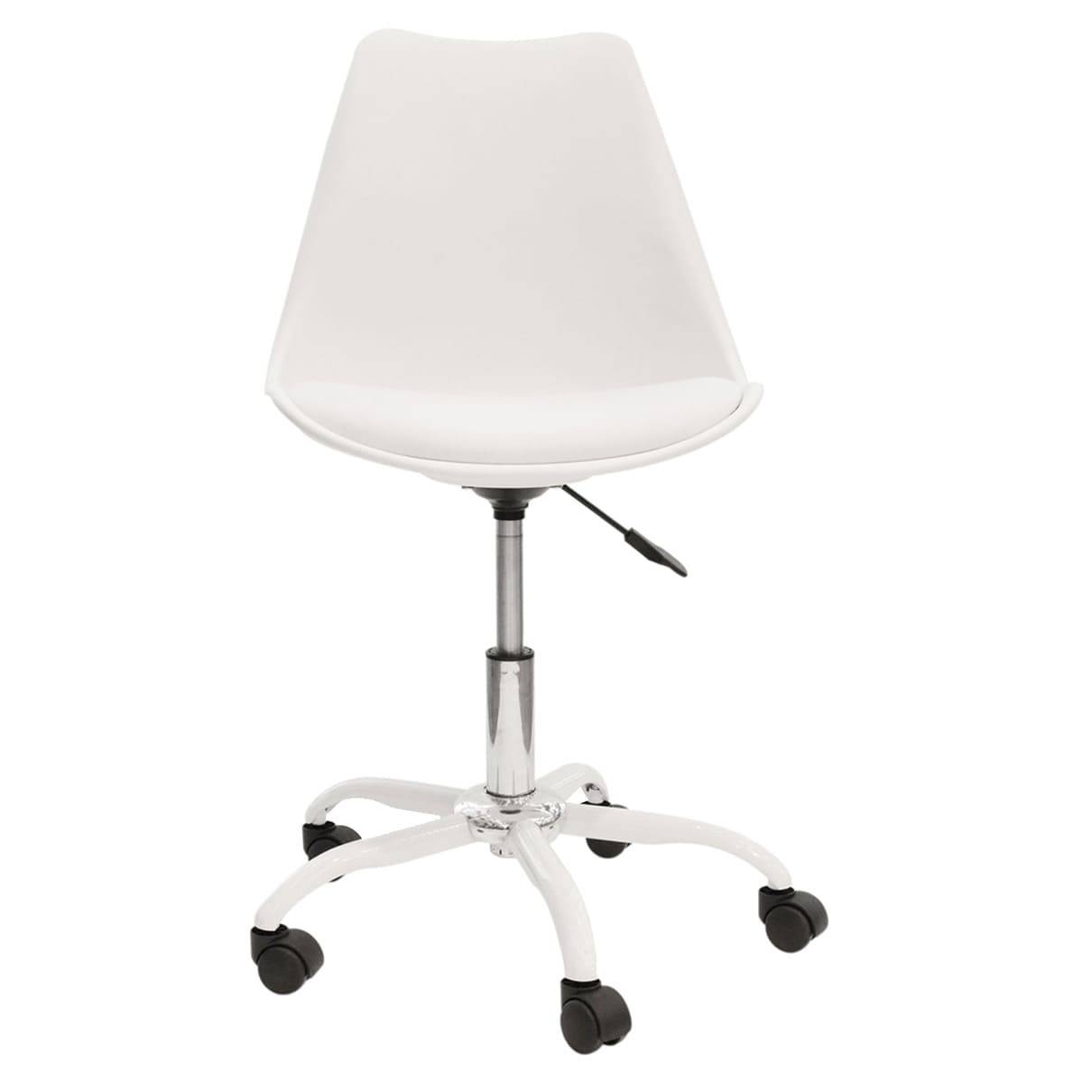 ALTOBUY - Chaise de Bureau à Roulettes Rembourrée Coloris Blanc - ISAIAH - Image 5