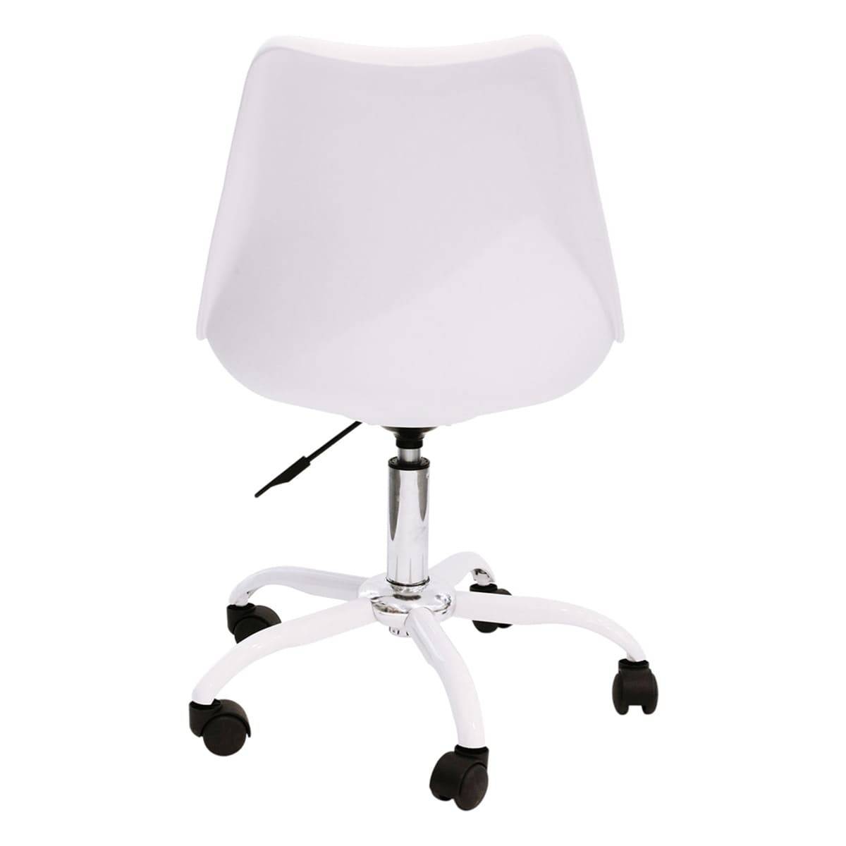 ALTOBUY - Chaise de Bureau à Roulettes Rembourrée Coloris Blanc - ISAIAH - Image 4