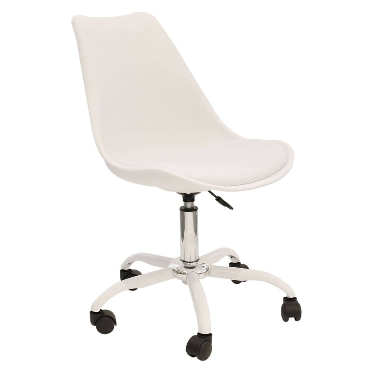 ALTOBUY - Chaise de Bureau à Roulettes Rembourrée Coloris Blanc - ISAIAH - Image 1