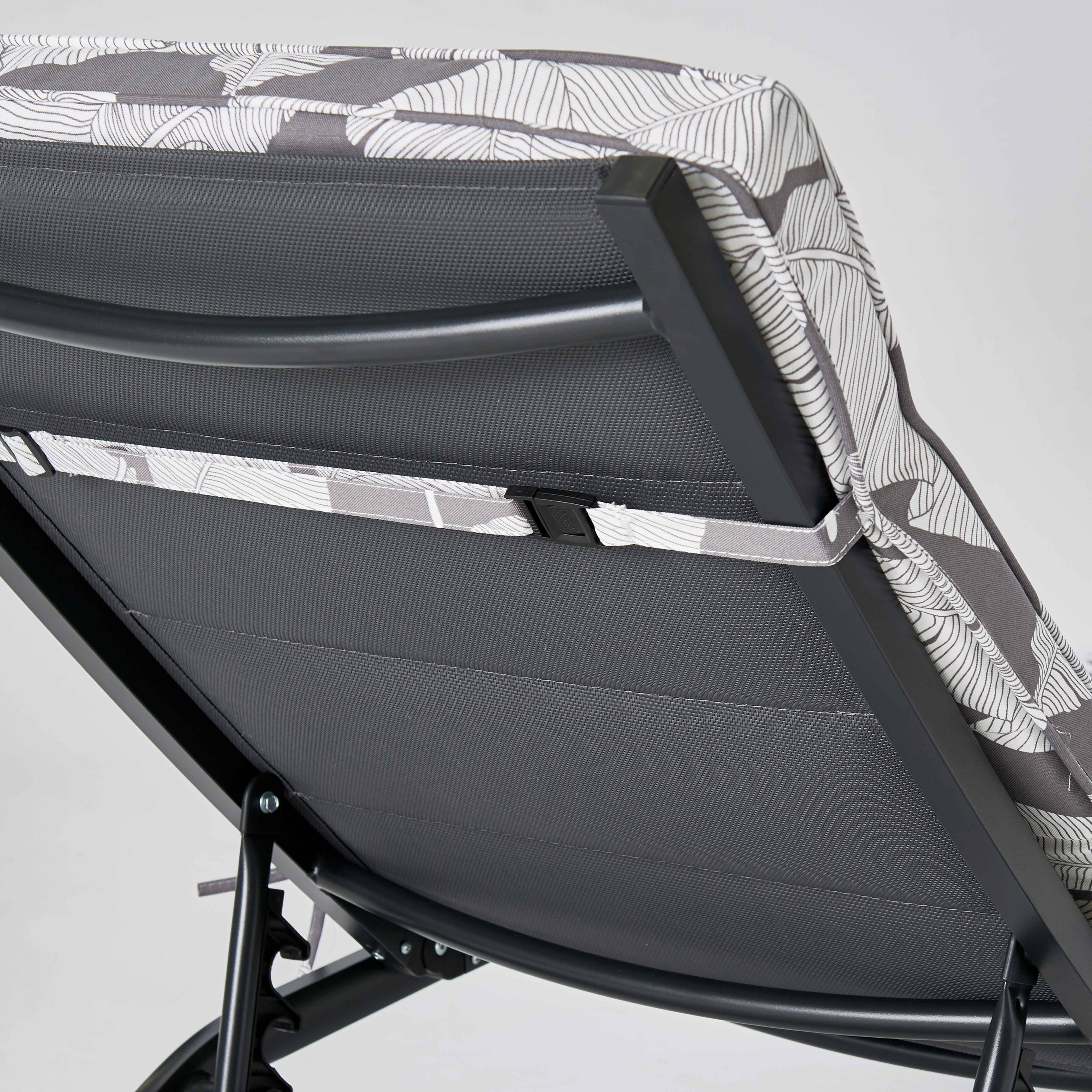 Oviala - Coussin pour bain de soleil gris et blanc 186 x 60 x 5cm Corboda - Oviala - Imagen 6