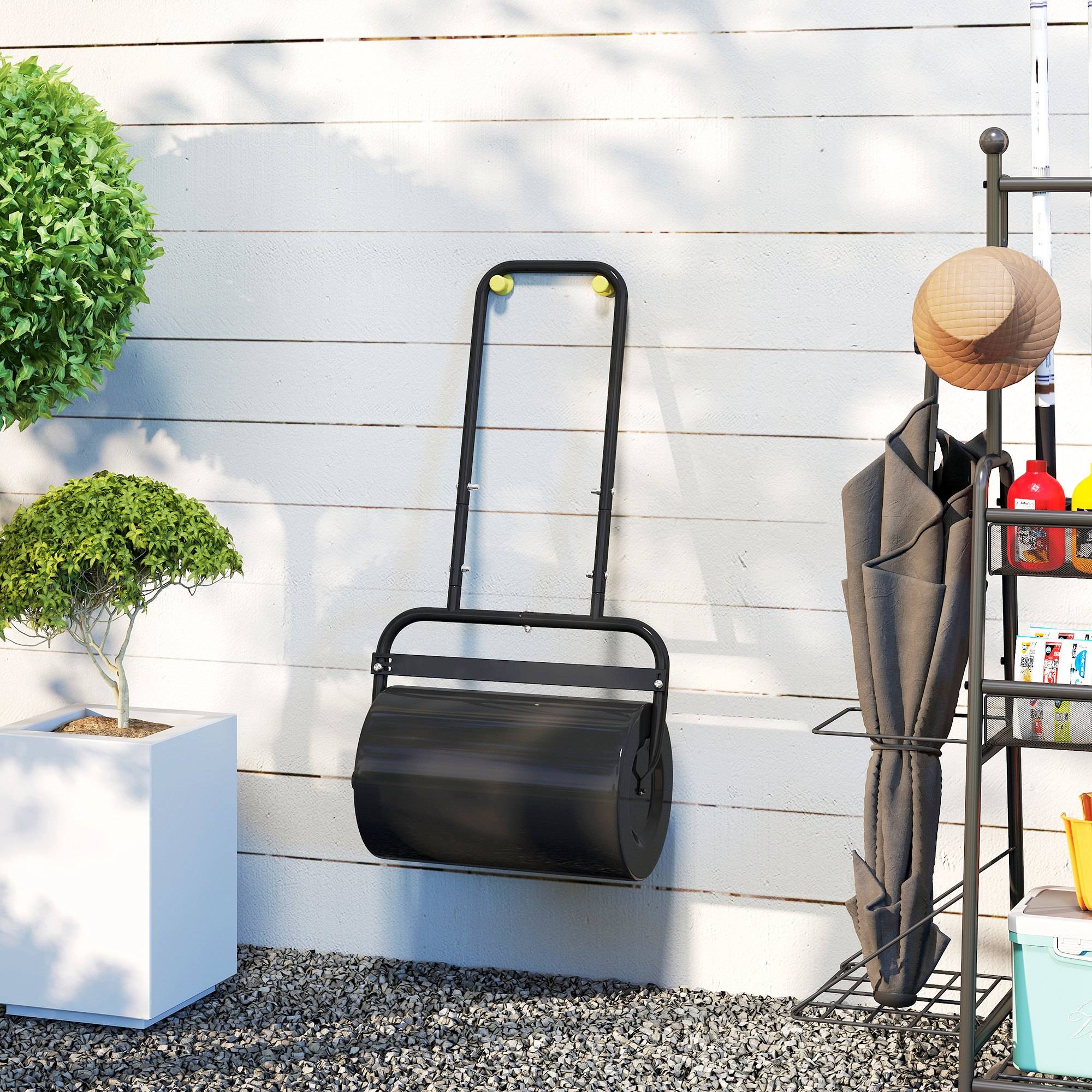 Outsunny - Rouleau à gazon jardin 59x32x113 cm avec poignée lestage max. 38L acier noir - Outsunny - Image 7
