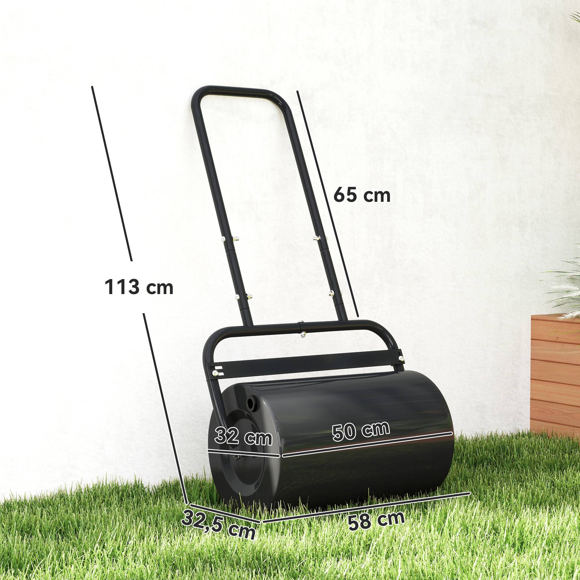 Outsunny - Rouleau à gazon jardin 59x32x113 cm avec poignée lestage max. 38L acier noir - Outsunny - Image 3