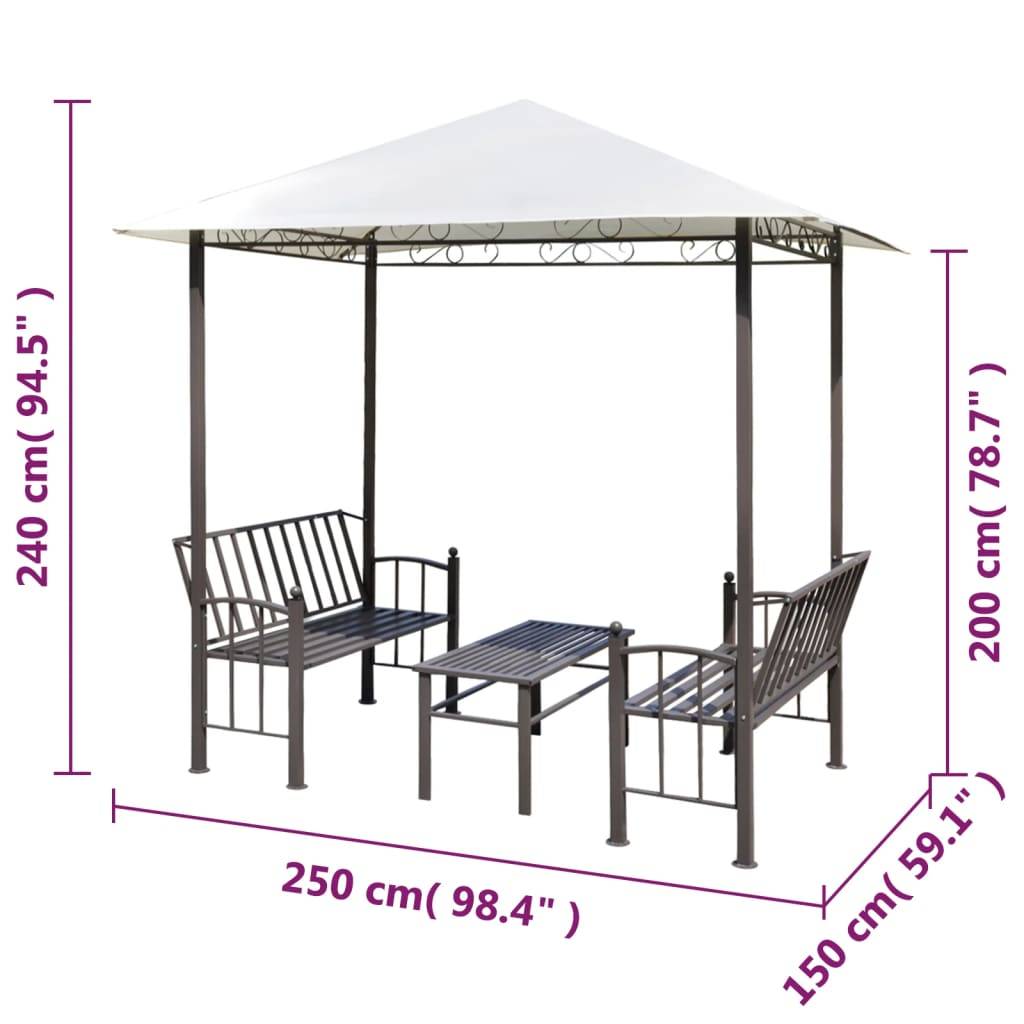 Vidaxl - Pavillon de jardin avec table et bancs 2,5 x 1,5 x 2,4 m 3,8 m² vidaXL 43218 - Imagen 3