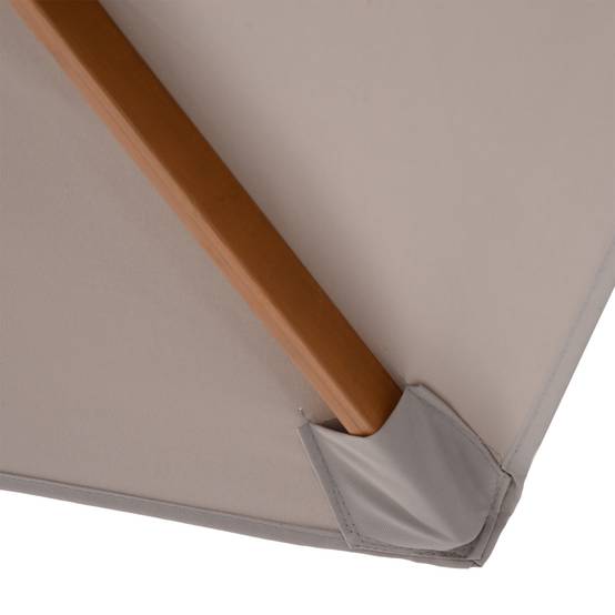 Parasol droit extérieur bambou polyester jardin terrasse protection UV Ø250cm gris - ComfortXL Outdoor Living - Image 6
