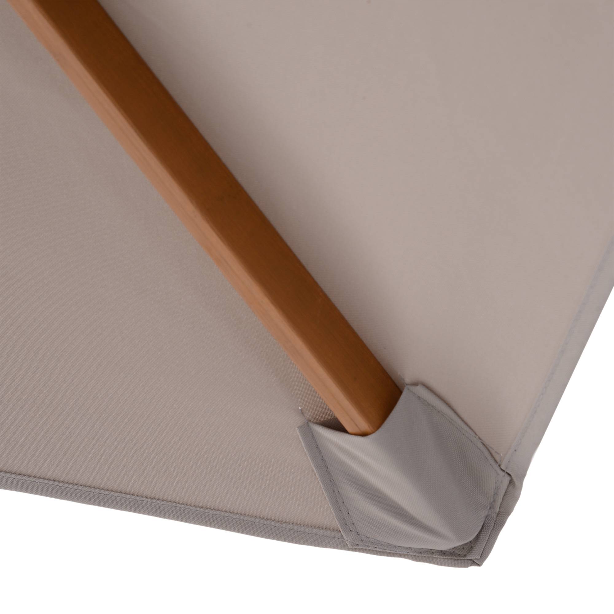 Parasol droit extérieur bambou polyester jardin terrasse protection UV Ø250cm gris - ComfortXL Outdoor Living - Image 6