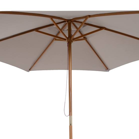 Parasol droit extérieur bambou polyester jardin terrasse protection UV Ø250cm gris - ComfortXL Outdoor Living - Image 8
