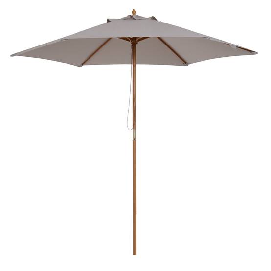 Parasol droit extérieur bambou polyester jardin terrasse protection UV Ø250cm gris - ComfortXL Outdoor Living - Image 2