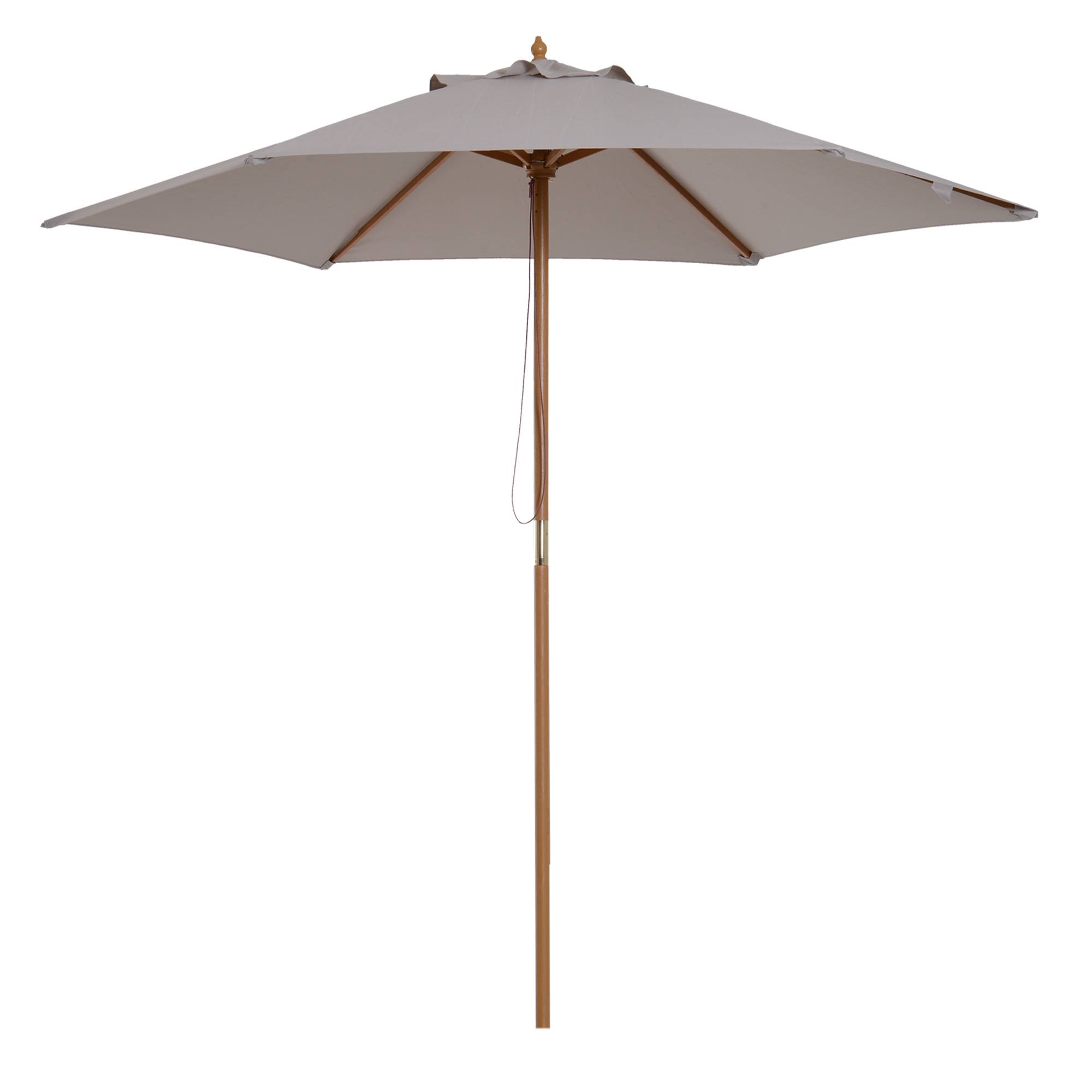 Parasol droit extérieur bambou polyester jardin terrasse protection UV Ø250cm gris - ComfortXL Outdoor Living - Image 2