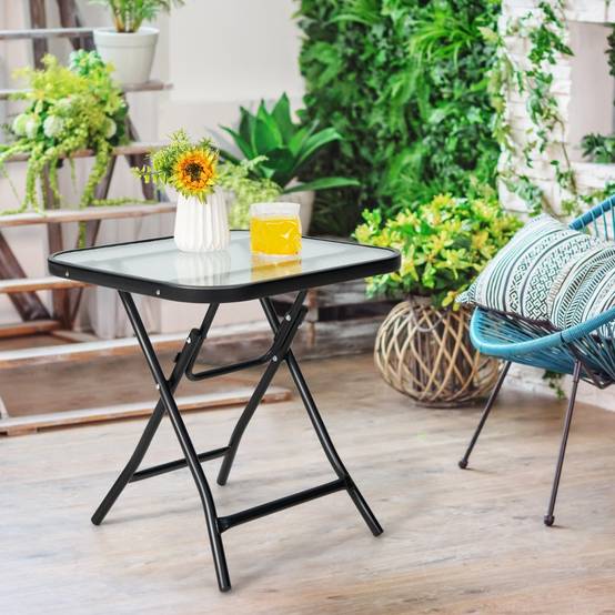 Table de Jardin Pliante, Table Extérieure Terrasse 61x61x73cm, Table de Table de Jardin Pliante, Table Extérieure Terrasse 61x61x73cm, Table de