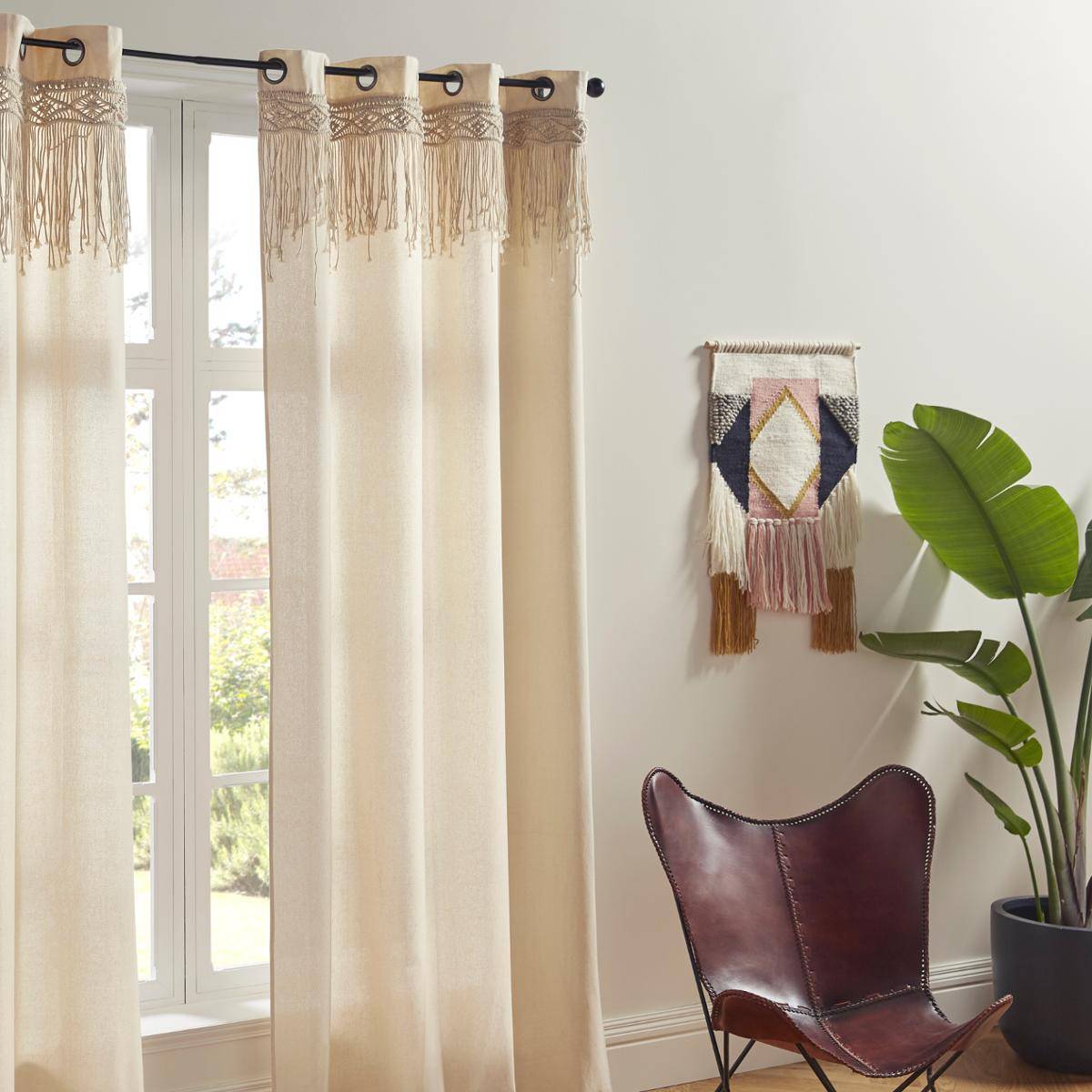 Atmosphera - Lot de 2 Rideaux à œillets Macramé en Coton 140 x 260 cm - Imagen 3