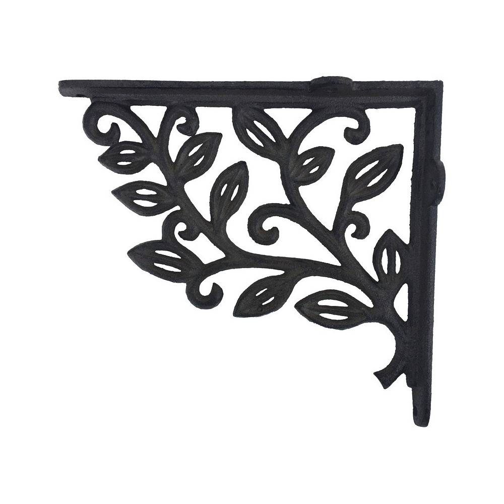 Equerre fixation étagère vintage ancienne fonte marron 20 x 18 cm Chemin de campagne - Image 1