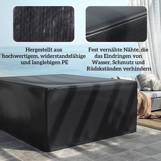 Housse de protection pour mobilier de jardin, résistante à l'hiver, imperméable et anti-UV, 235 x 190 x 90 cm, noire - Image 7