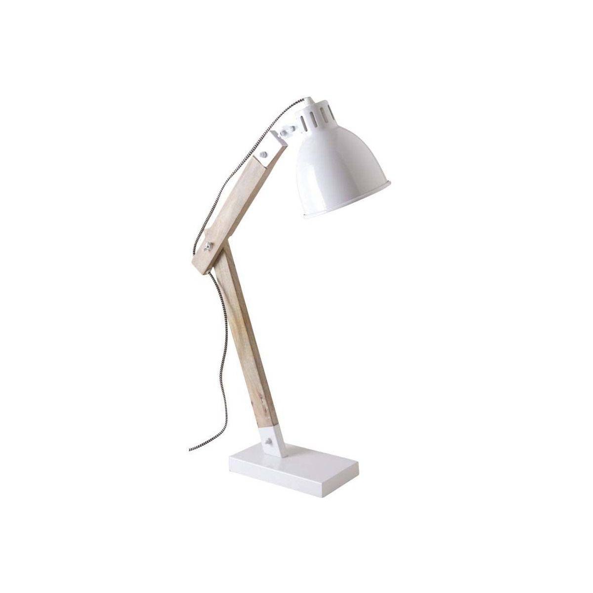 Aubry Gaspard - Lampe de bureau en métal blanc et bois - Imagen 1