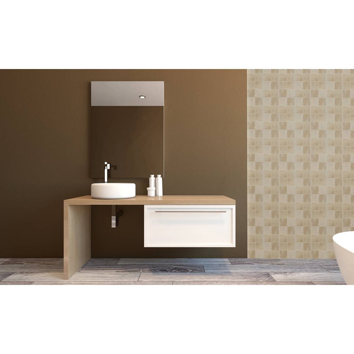 Atmosphera - 2 stickers muraux Caro carré 25x25cm beige - Atmosphera Créateur d'intérieur