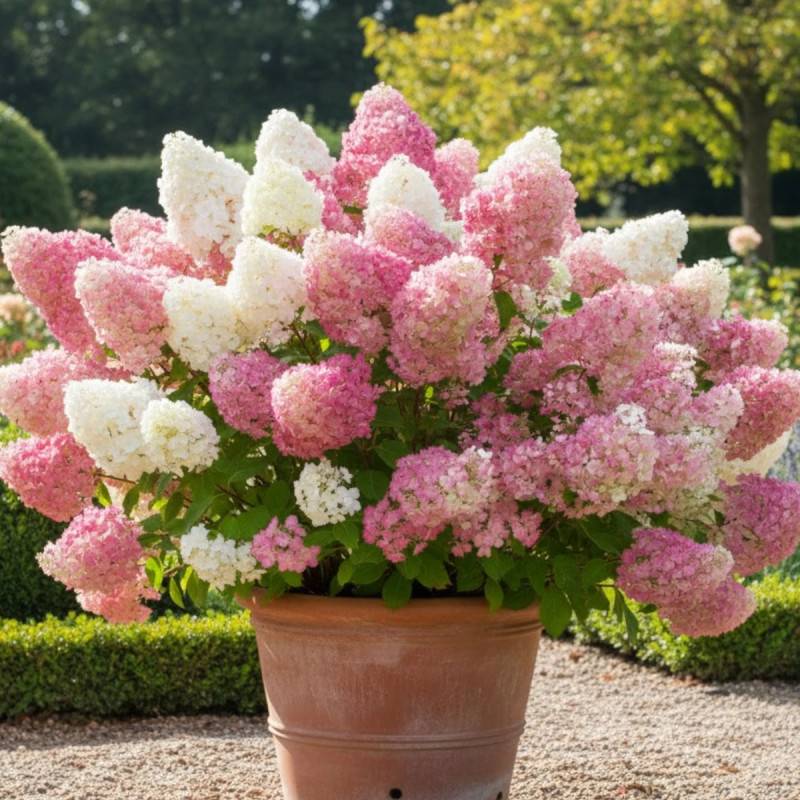 Hortensia paniculata Sundae Fraise® 'Rensun', Hydrangea paniculata à fleurs Rose - feuillage Caduc - Godet - 5/20 cm-  hauteur à maturité De 1,00 m à - Imagen 5