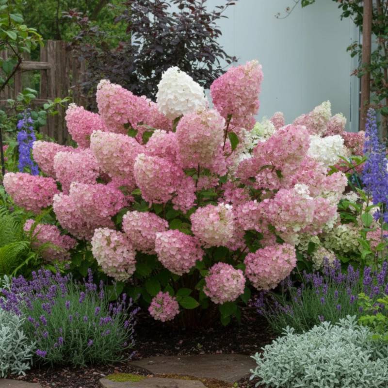 Hortensia paniculata Sundae Fraise® 'Rensun', Hydrangea paniculata à fleurs Rose - feuillage Caduc - Godet - 5/20 cm-  hauteur à maturité De 1,00 m à - Imagen 3