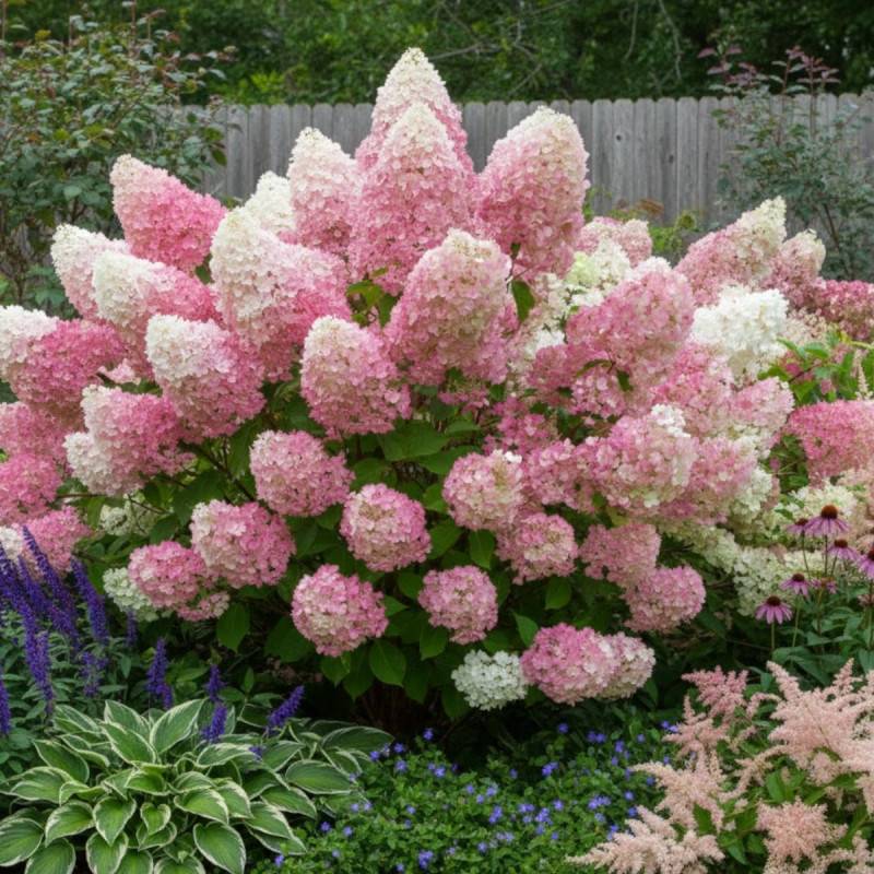 Hortensia paniculata Sundae Fraise® 'Rensun', Hydrangea paniculata à fleurs Rose - feuillage Caduc - Godet - 5/20 cm-  hauteur à maturité De 1,00 m à - Imagen 4