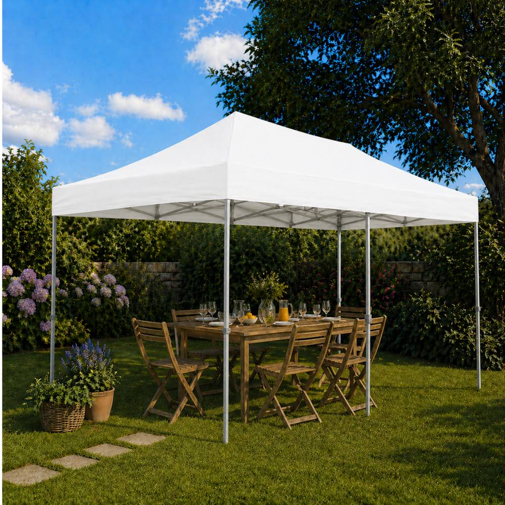 Terre Jardin - Toit de rechange pour tonnelle pliante 3 x 6 professionnelle Unité Blanc - Imagen 4