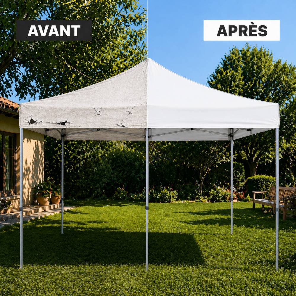 Terre Jardin - Toit de rechange pour tonnelle pliante 3 x 6 professionnelle Unité Blanc - Imagen 3