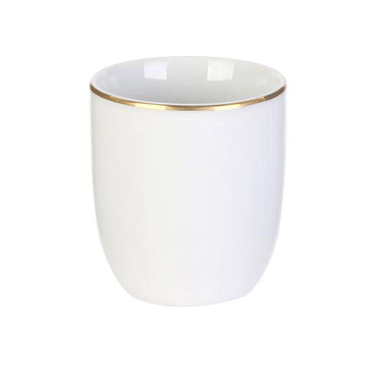 The Home Deco Factory - Lot de 6 Tasses Déco "Liseré Doré" 8cm Blanc - Image 2