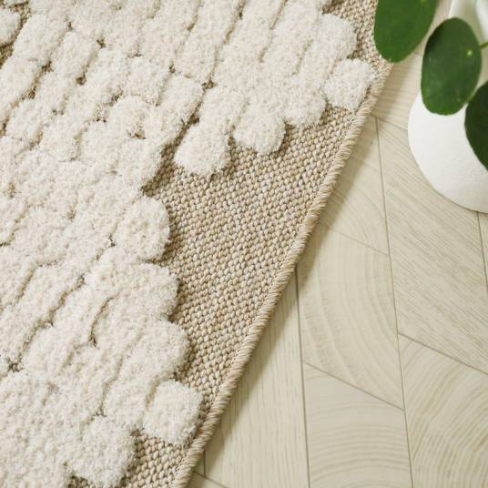 Decoweb - Tapis de salon en matière recyclée - Ode à la vie - Beige et crème - 200 x 290 cm - Decoweb - Image 5
