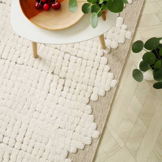 Decoweb - Tapis de salon en matière recyclée - Ode à la vie - Beige et crème - 200 x 290 cm - Decoweb - Image 3