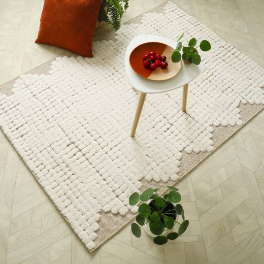 Decoweb - Tapis de salon en matière recyclée - Ode à la vie - Beige et crème - 200 x 290 cm - Decoweb - Image 2