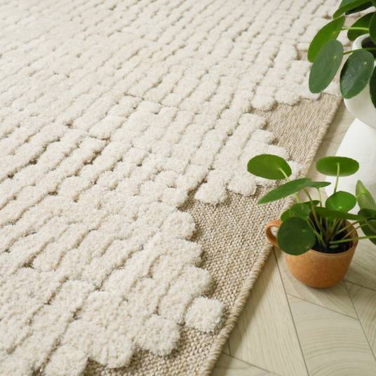 Decoweb - Tapis de salon en matière recyclée - Ode à la vie - Beige et crème - 200 x 290 cm - Decoweb - Image 4