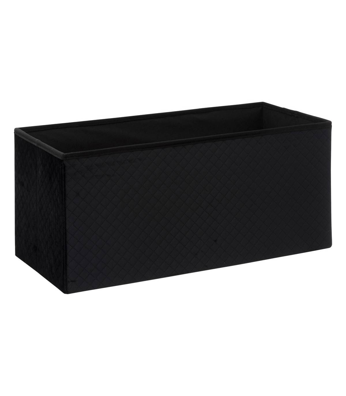 2 en 1 Pouf pliant double et Coffre de rangement en Velours Noir 76 x 38 cm - Imagen 2