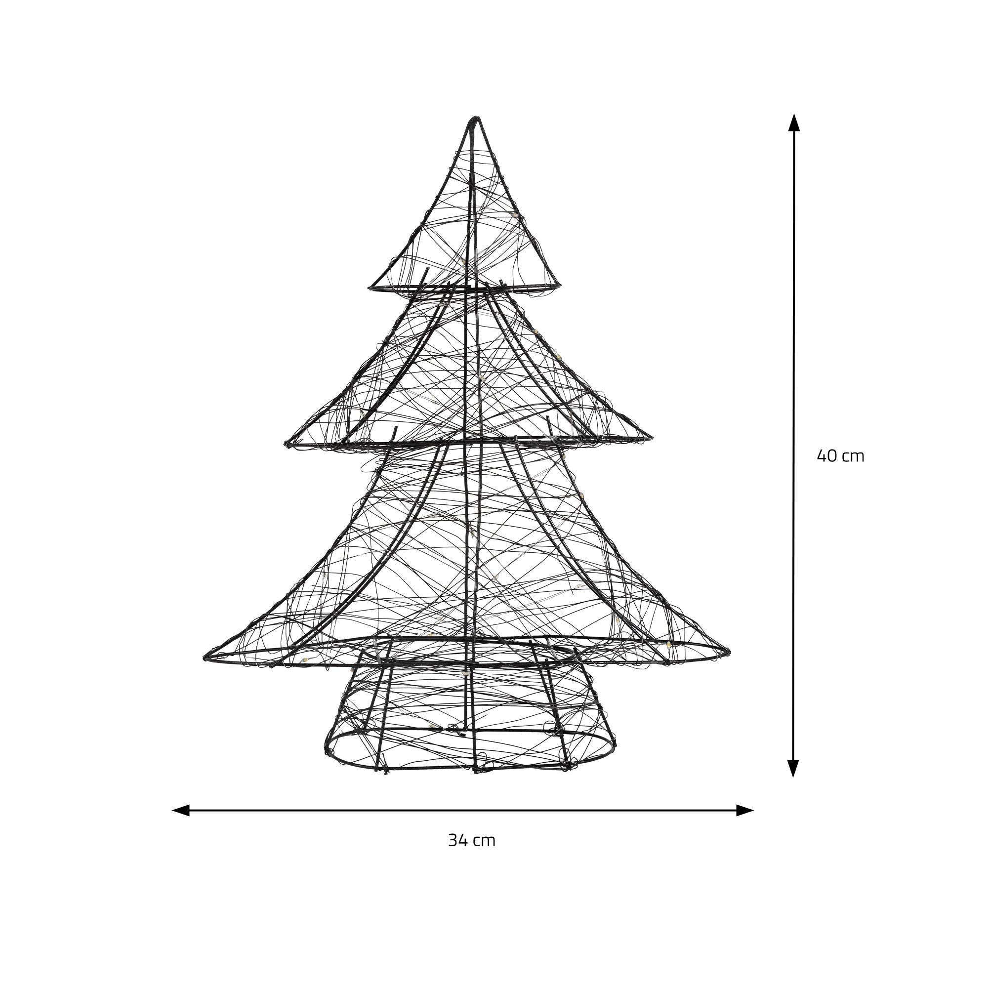 Ecd-Germany - Arbre de Noël à LED sapin lumineux décoration d'hiver métallique ornement noir - Imagen 6