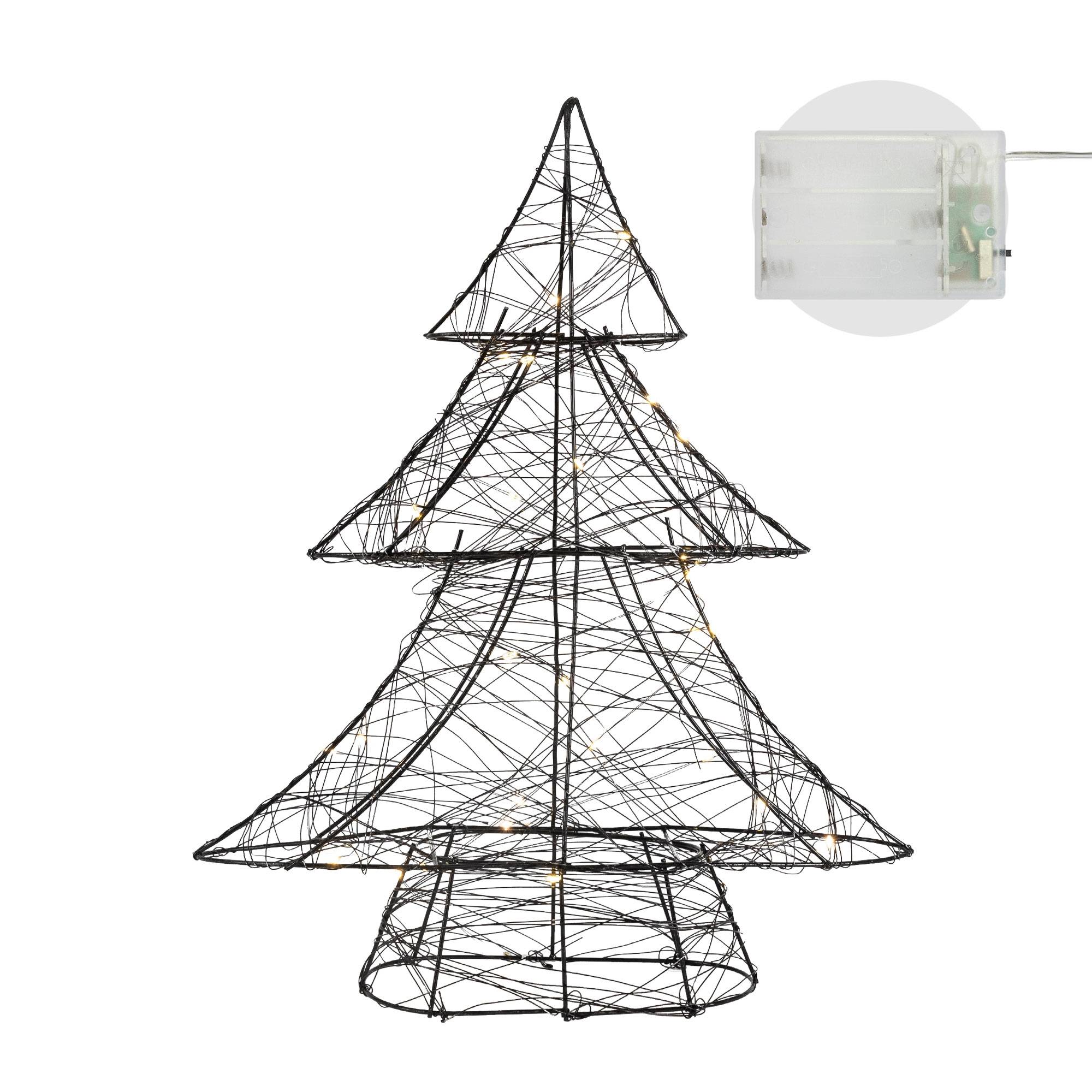 Ecd-Germany - Arbre de Noël à LED sapin lumineux décoration d'hiver métallique ornement noir - Imagen 4