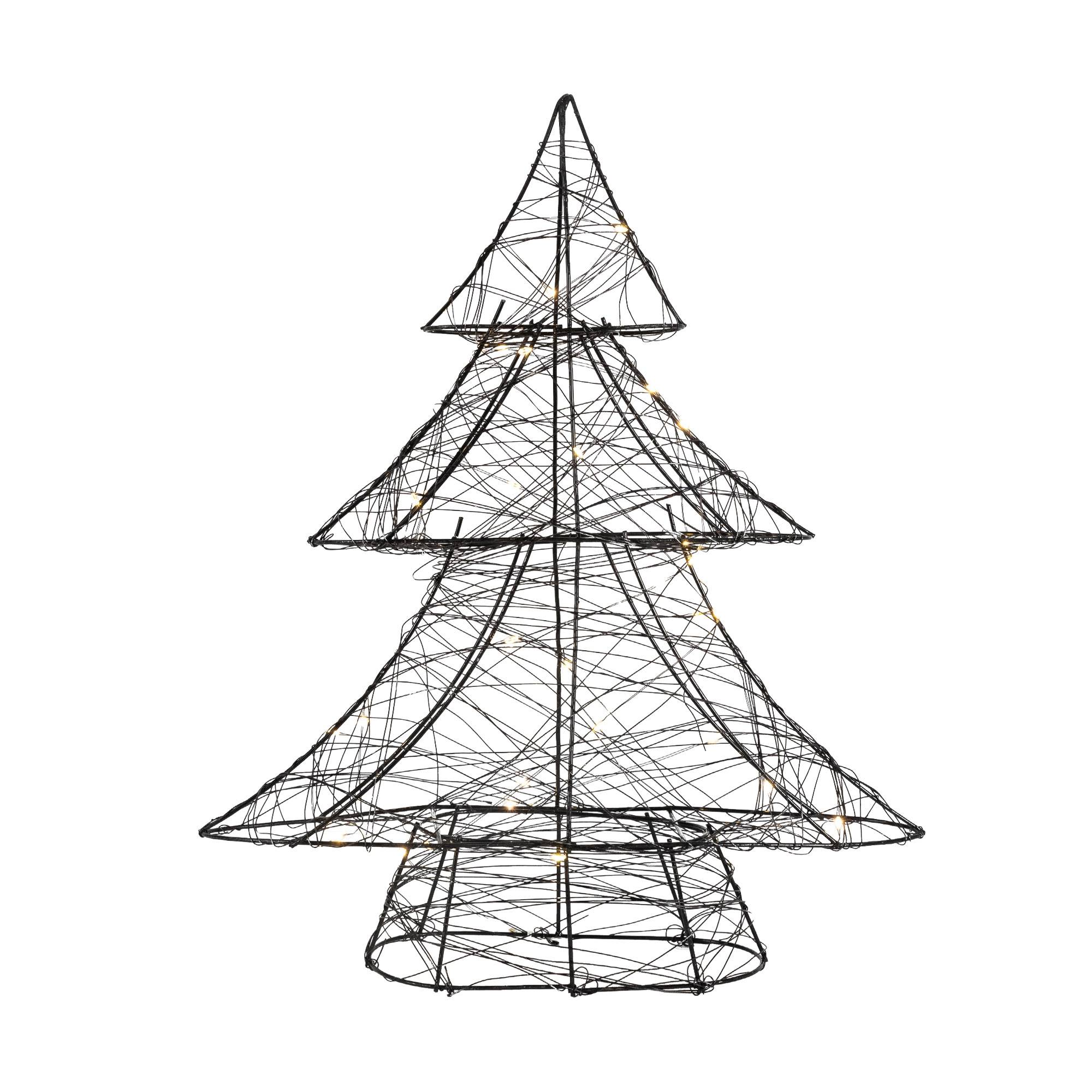 Ecd-Germany - Arbre de Noël à LED sapin lumineux décoration d'hiver métallique ornement noir - Imagen 1