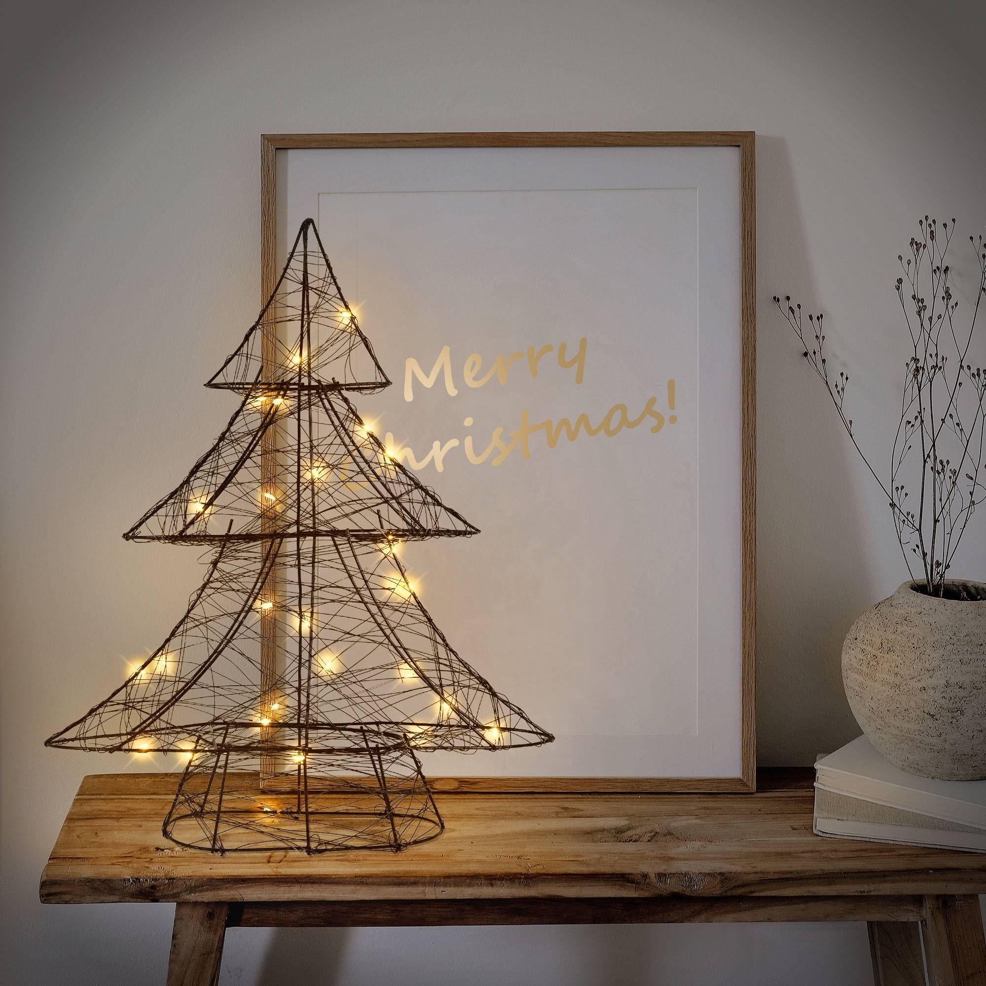 Ecd-Germany - Arbre de Noël à LED sapin lumineux décoration d'hiver métallique ornement noir - Imagen 7
