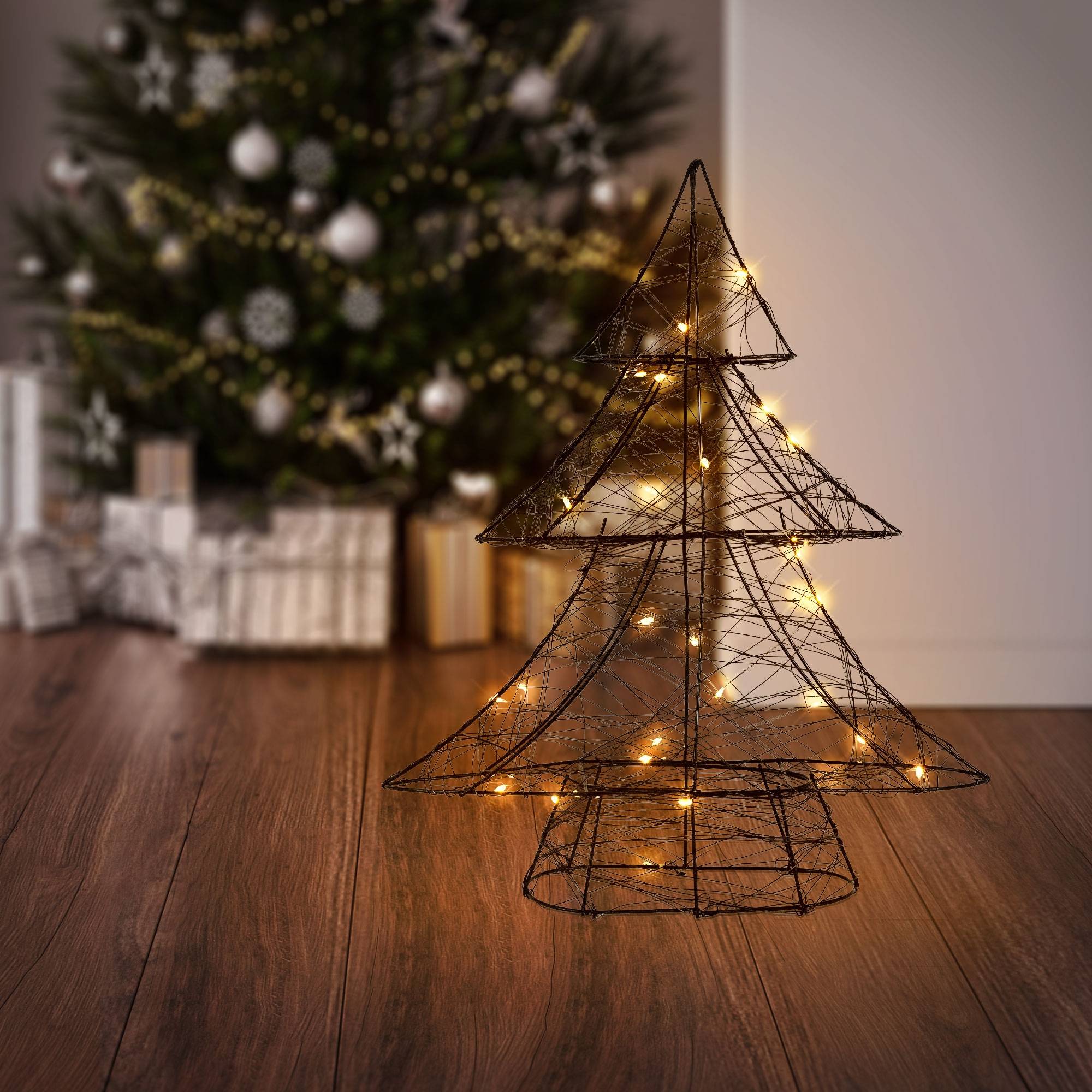 Ecd-Germany - Arbre de Noël à LED sapin lumineux décoration d'hiver métallique ornement noir - Imagen 8