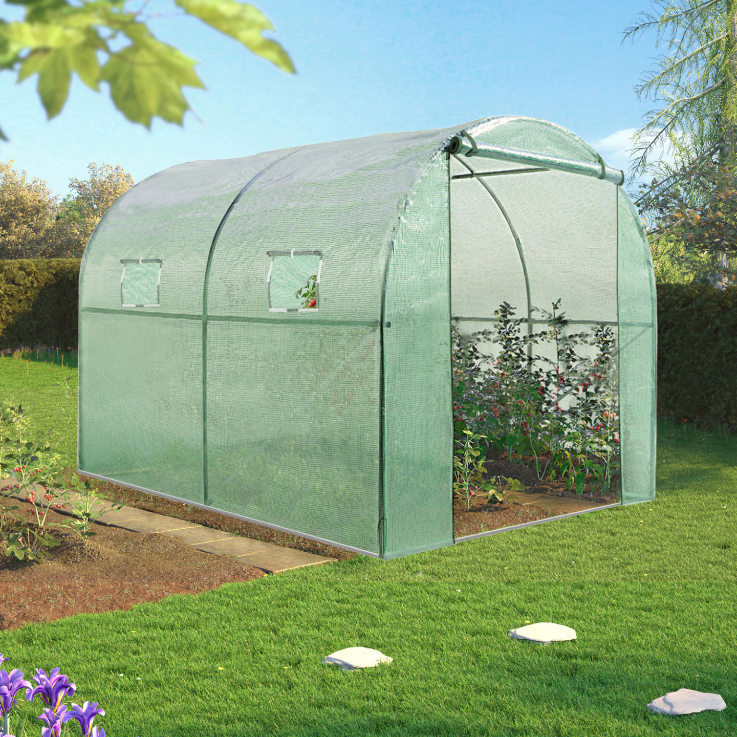 Serre tunnel de jardin 4 saisons 6M² verte gamme maraîchère ROMA 2x3M - Image 3