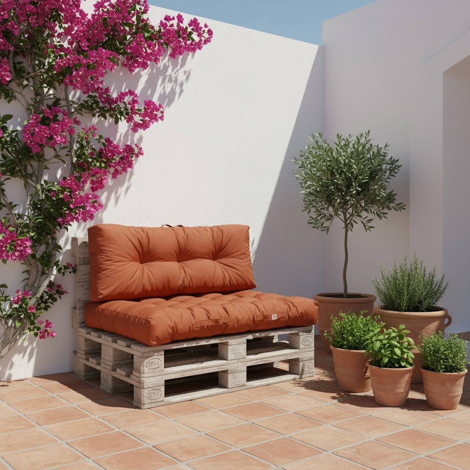 Coussins matelas pour palette 120X80X20 en polyester terracotta - Déco arts - Image 2