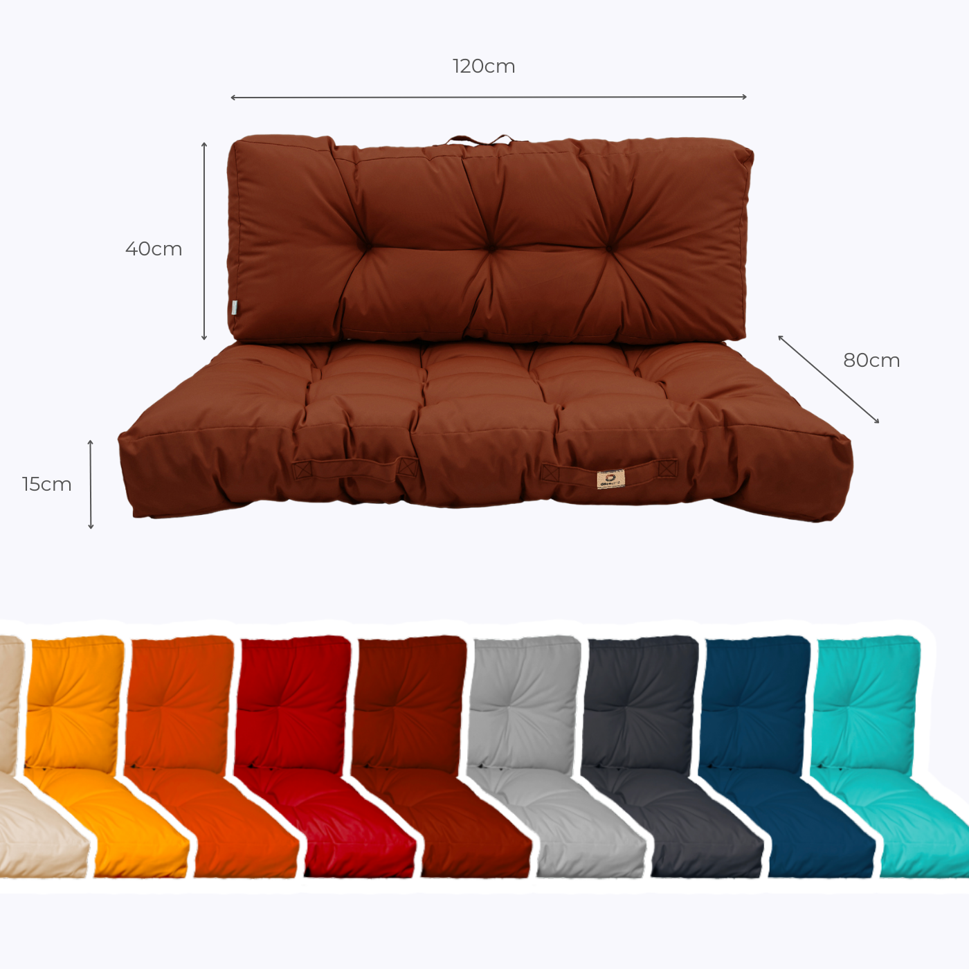 Coussins matelas pour palette 120X80X20 en polyester terracotta - Déco arts - Image 5
