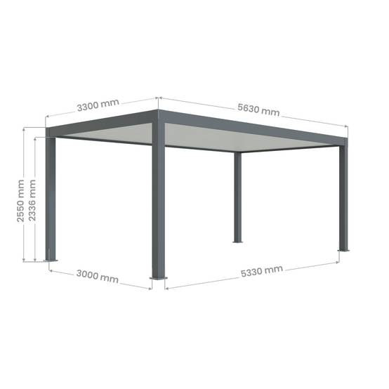 Direct Abris - Carport Aluminium 330 x 563 cm PRESTON - 20 m2 - Hauteur : 255 - 1 Voiture - Abri Voiture Autoportant - Sans Déclaration Travaux - Image 3