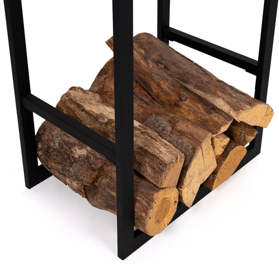 Range bûches vertical acier noir avec étagère H.170 CM pour cheminée - Image 4