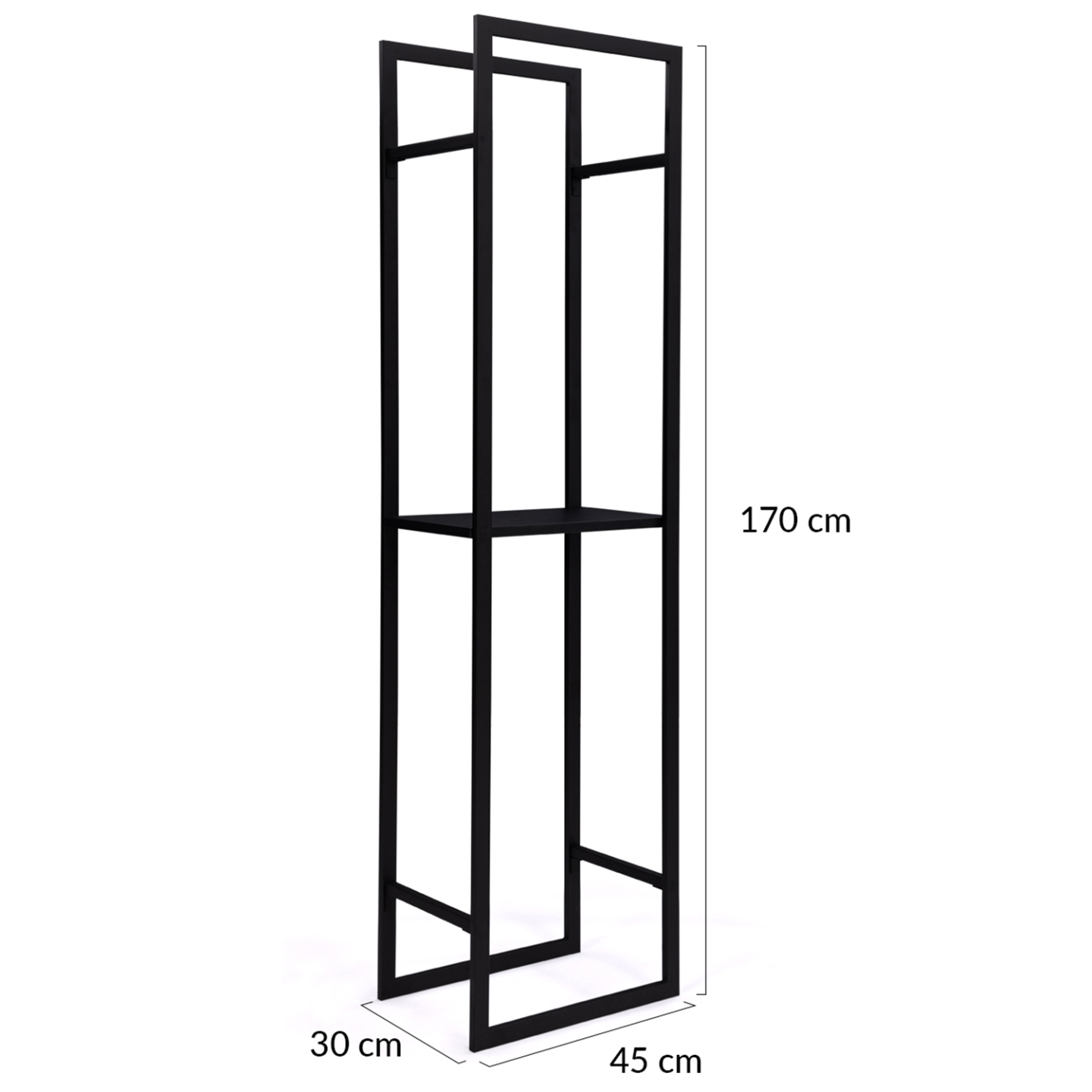 Range bûches vertical acier noir avec étagère H.170 CM pour cheminée - Image 3
