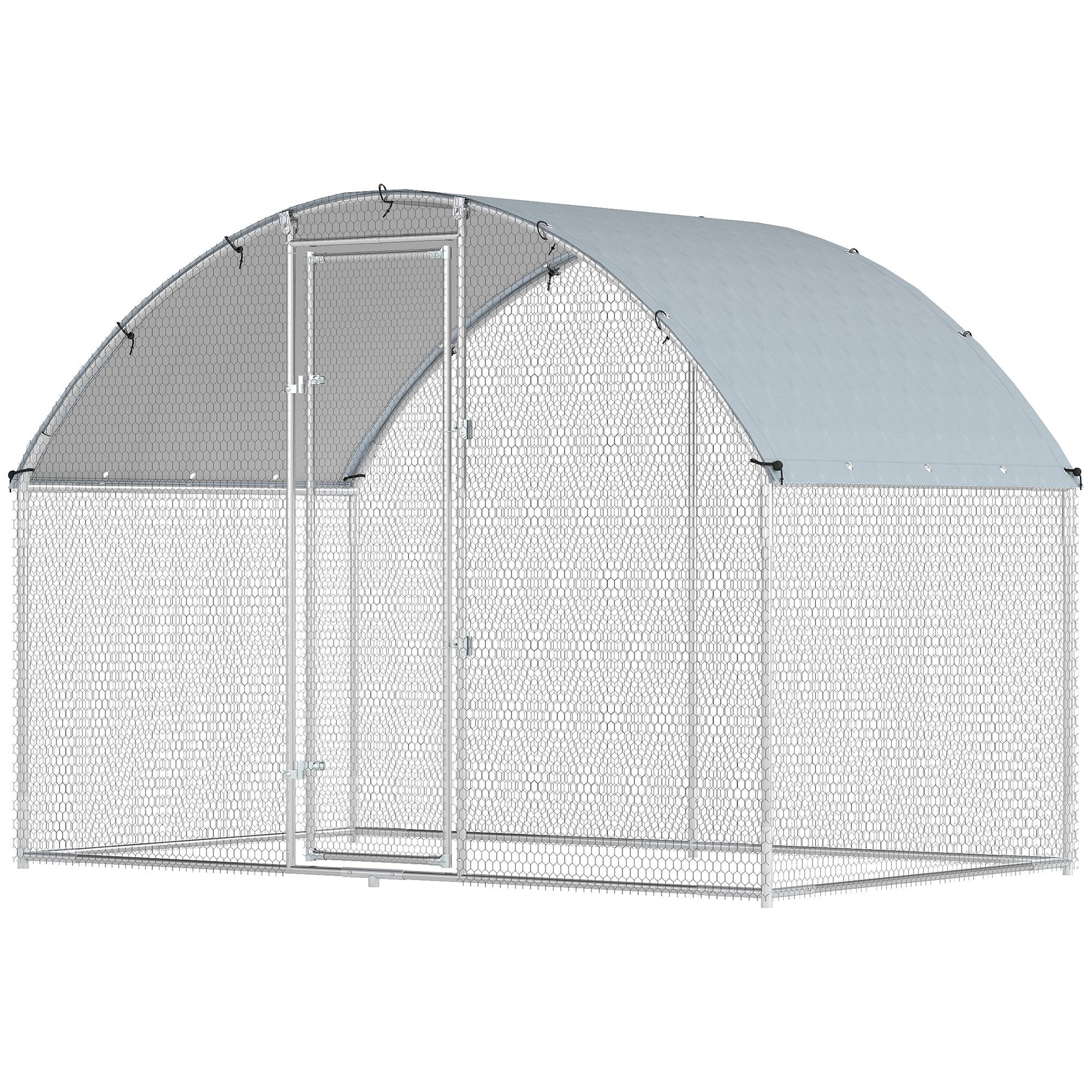 Poulailler extérieur 2,8x1,7x1,9m, bâche Oxford anti-UV étanche, loquets, pour 5-8 poules argent - Image 2