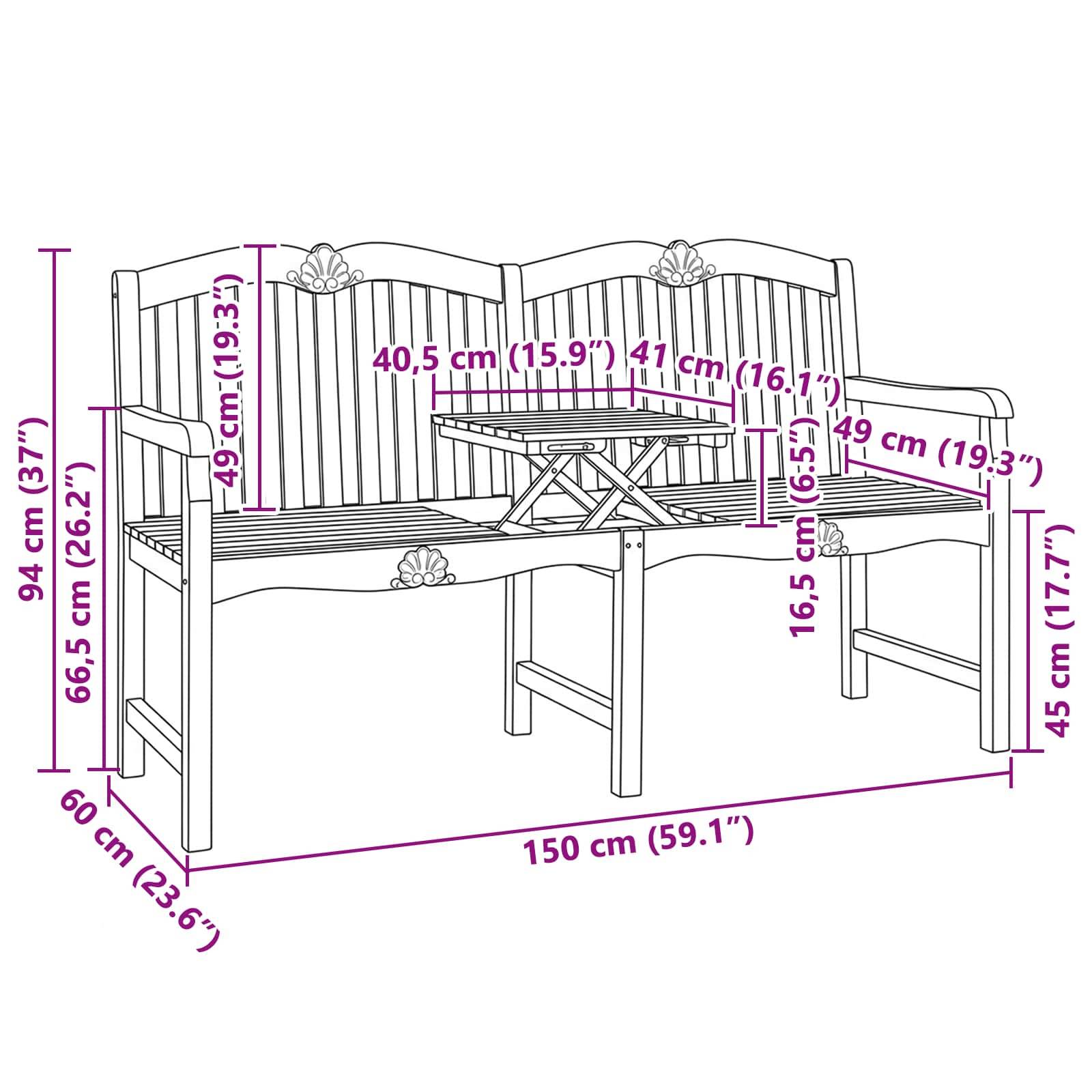 PANGIVO - Banc de jardin bois de teck naturel 155 x 60 x 94 cm - PANGIVO - Image 9