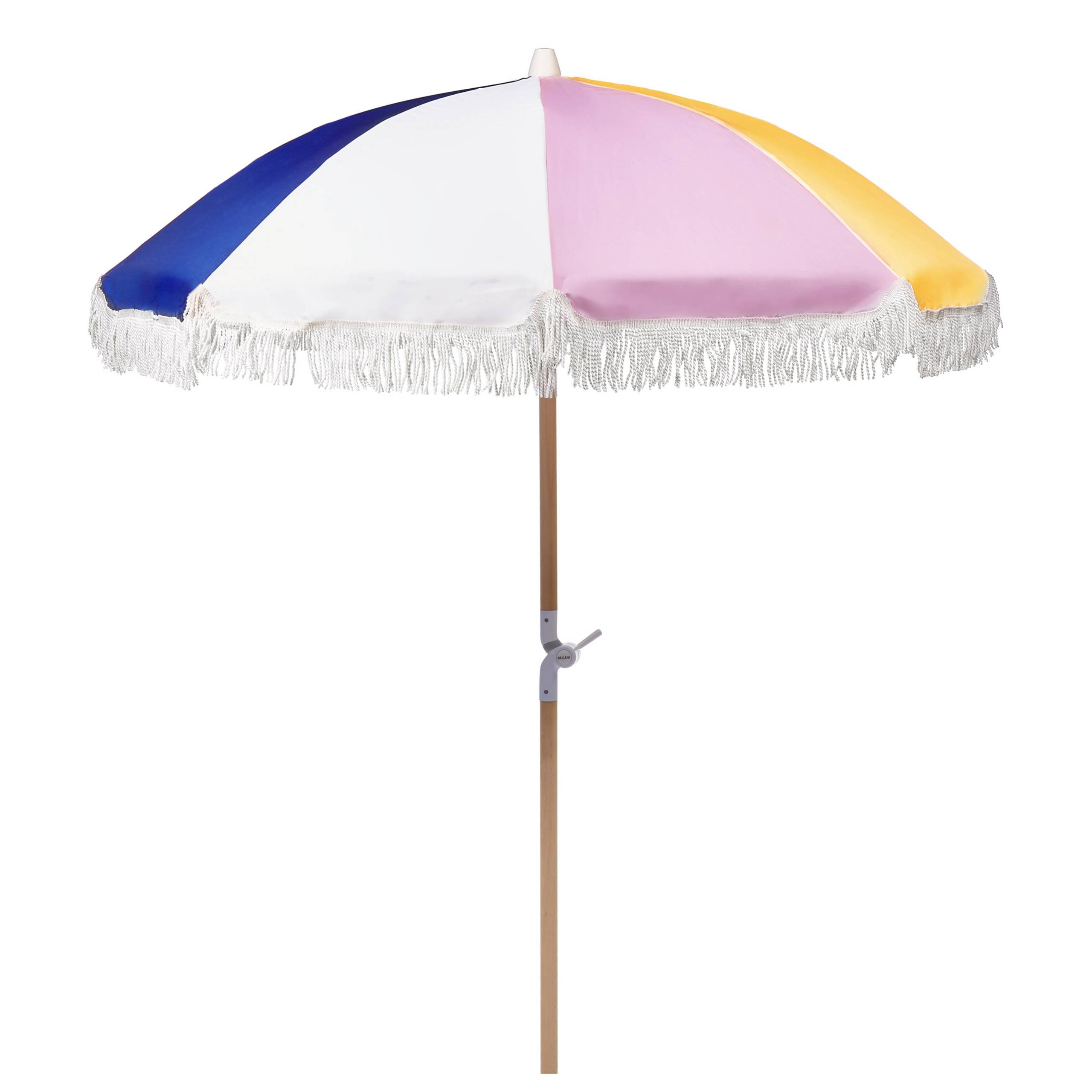 Beliani - Parasol de Jardin en Tissu Multicolore avec Mât en Bois ⌀ 150 cm Design Rétro Protection Extérieur Inclinable Résistant aux UV - Imagen 1