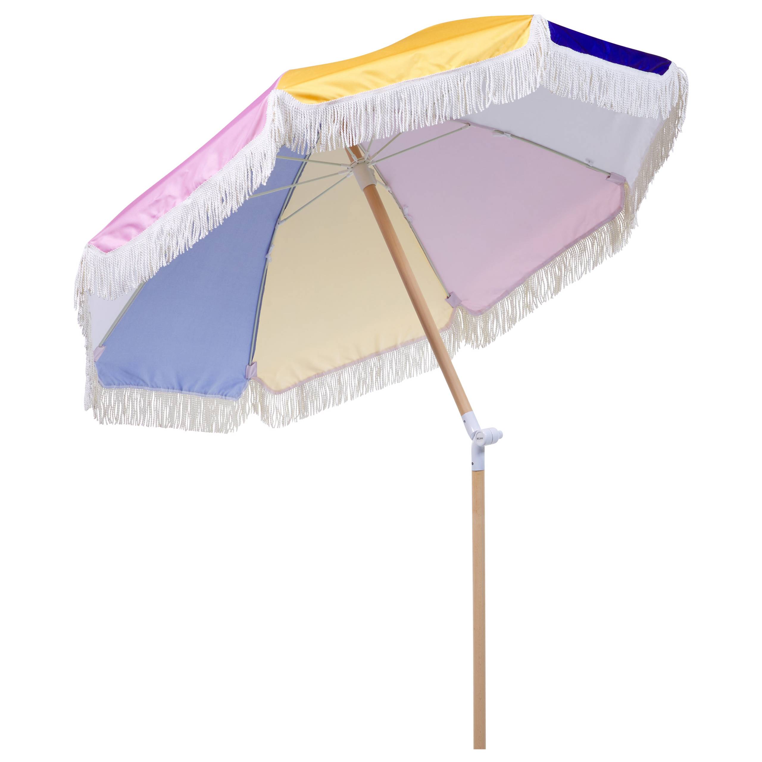Beliani - Parasol de Jardin en Tissu Multicolore avec Mât en Bois ⌀ 150 cm Design Rétro Protection Extérieur Inclinable Résistant aux UV - Imagen 6