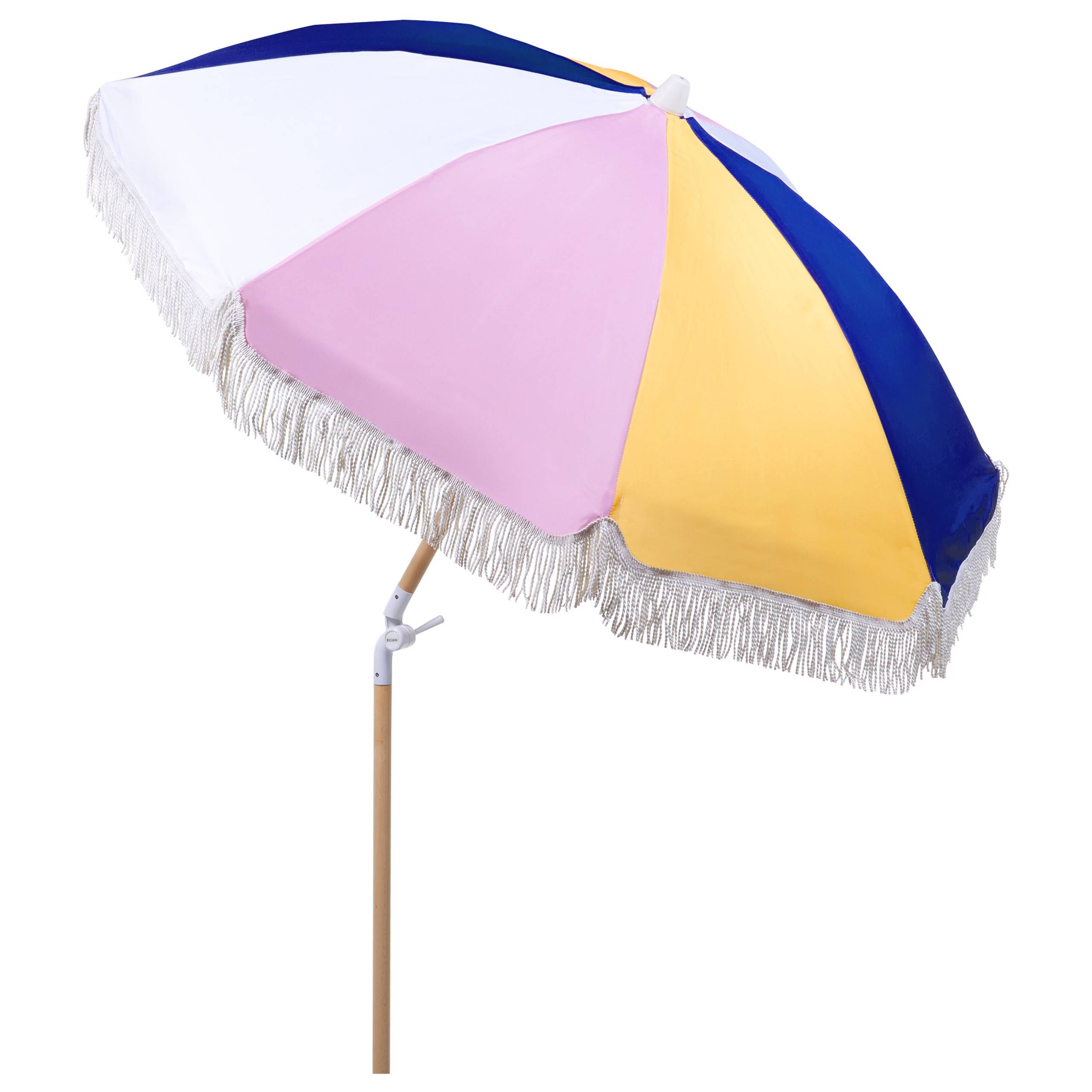 Beliani - Parasol de Jardin en Tissu Multicolore avec Mât en Bois ⌀ 150 cm Design Rétro Protection Extérieur Inclinable Résistant aux UV - Imagen 5