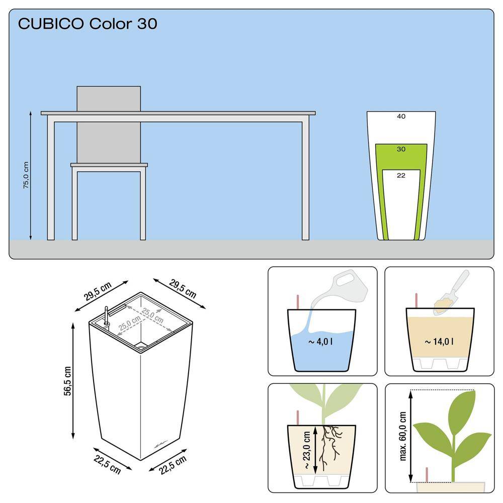 Lechuza - Cubico Color 30 - kit complet, muscade 4 L 56 cm Lechuza - Imagen 2