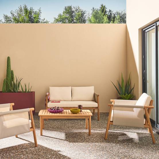 sweeek - Salon de jardin bois d'acacia et tissu beige 4 places - Koa | sweeek - Image 2